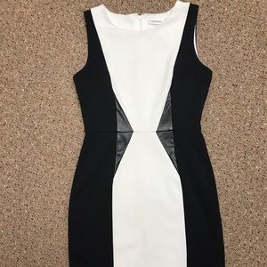 Calvin Klein sheath dress 6P leather cut outs